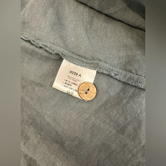 Yuvita linen collared maxi wrap dress size medium in grey green - Picture 12 of 16